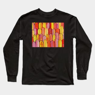 Feather Forest in Vibrant Gold, Pink, Orange, and Yellow Long Sleeve T-Shirt